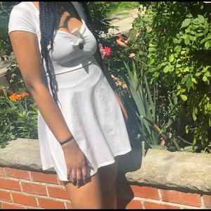 White Skater Dress w/ Tie In Front